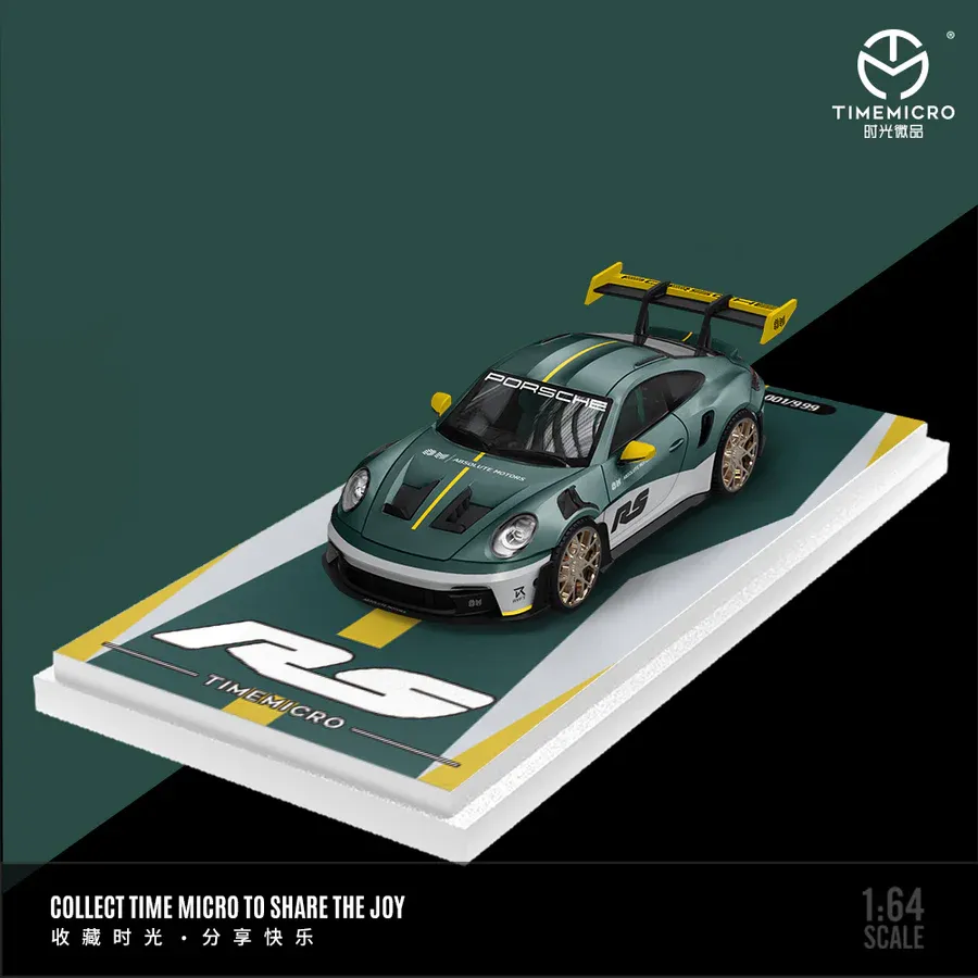 Time Micro 1/64 Porsche 992 GT3 RS Green Silver TM644630