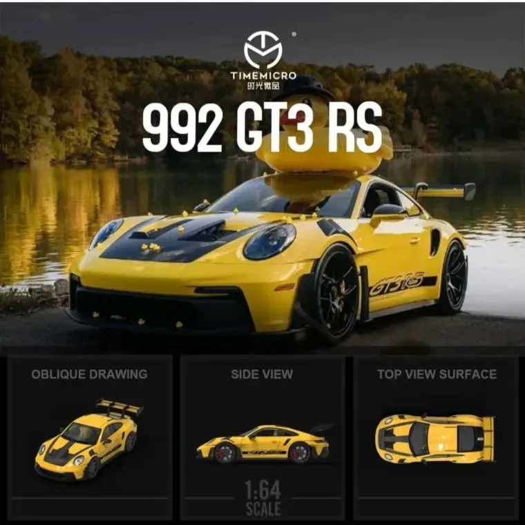 Time Micro 1/64 Porsche 992 GT3 RS Yellow TM644633-2