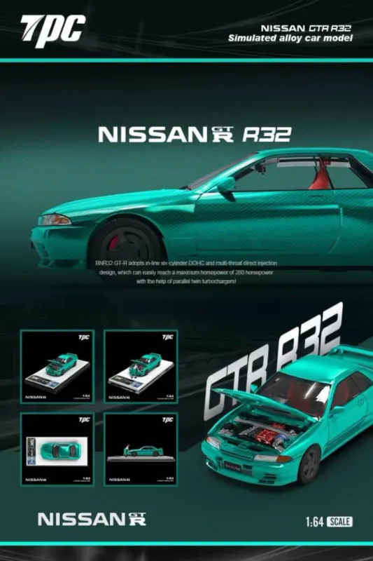 TPC 1/64 Nissan Skyline R32 GTR Carbon Green Chrome TPC644130