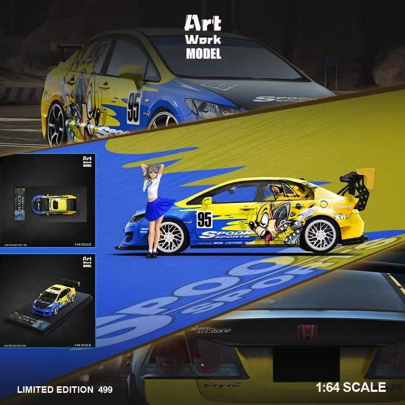 Time Micro x Artwork 1:64 Honda Civic FD2 Spoon Cartoon AWM645712