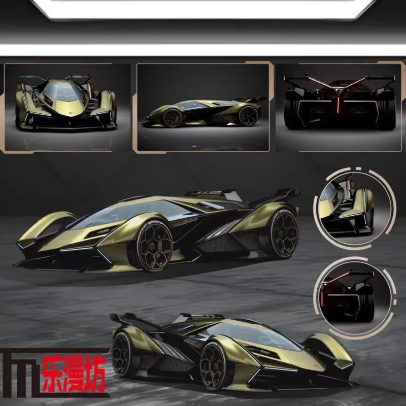 Diecast Model LMF Model 1/64 Lamborghini V12 Vision GT Matte Green
