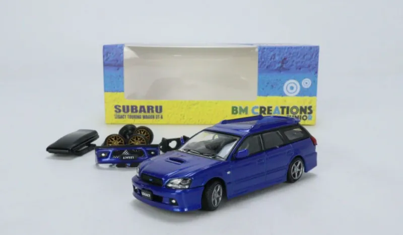 BM Creations Junior 1/64 Subaru 2002 Legacy Touring Wagon GT-B Blue 64B0150
