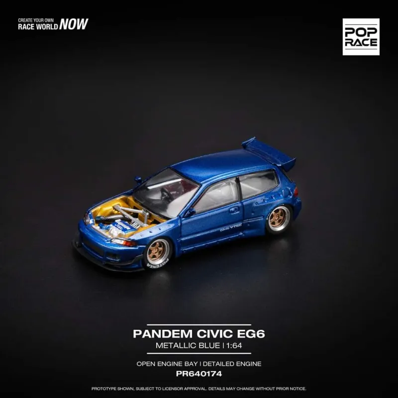 Pop Race 1/64 Pandem Honda Civic EG6 Blue PR64174