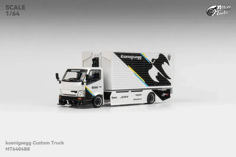 Micro Turbo 1:64 Custom Box Metallic White Truck with Koenigsegg Livery