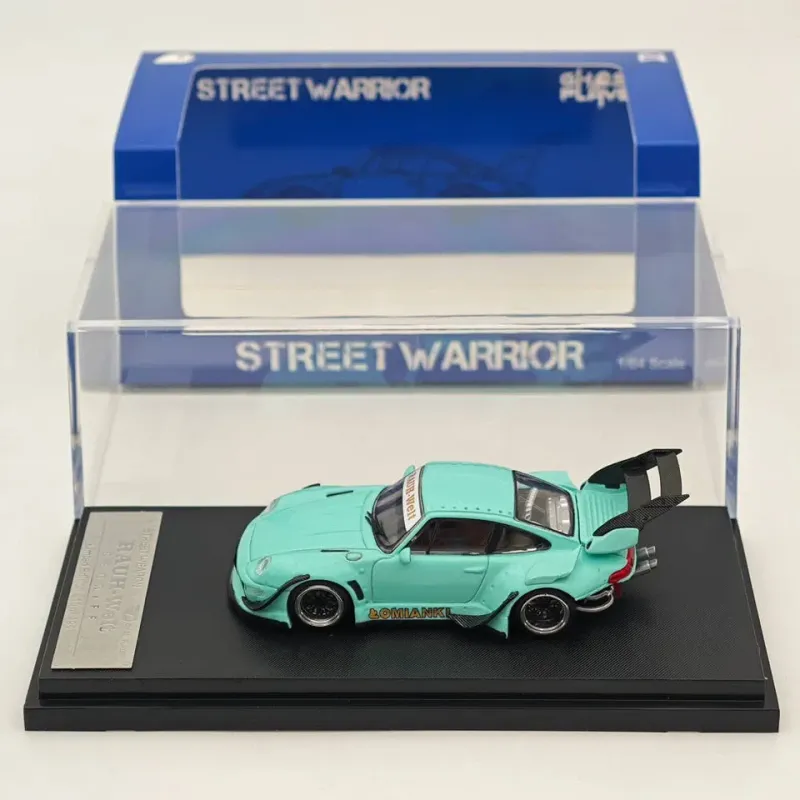 Street Warrior 1/64 RWB 993 High Wing Porsche Tiffany Blue Diecast