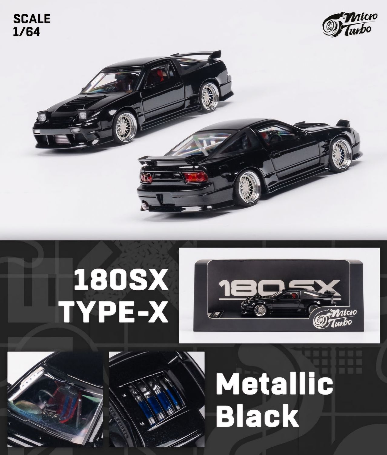 Micro Turbo 1:64 Nissan 180SX Type X Black