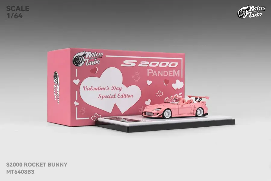 Micro Turbo 1:64 Honda S2000 Pandem Valentines Special Pink Diecast