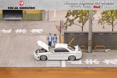 Focal Horizon Nissan Skyline GTR R33 Nismo 400R Diecast 1/64 White Opening Hood