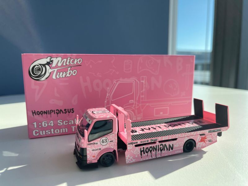 Micro Turbo 1:64 Custom Box Pink Truck with Hoonipigasus Ken Block Livery