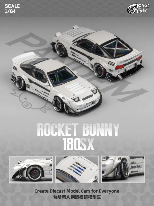 Micro Turbo 1:64 Nissan Silvia 180SX Rocket Bunny v2 White
