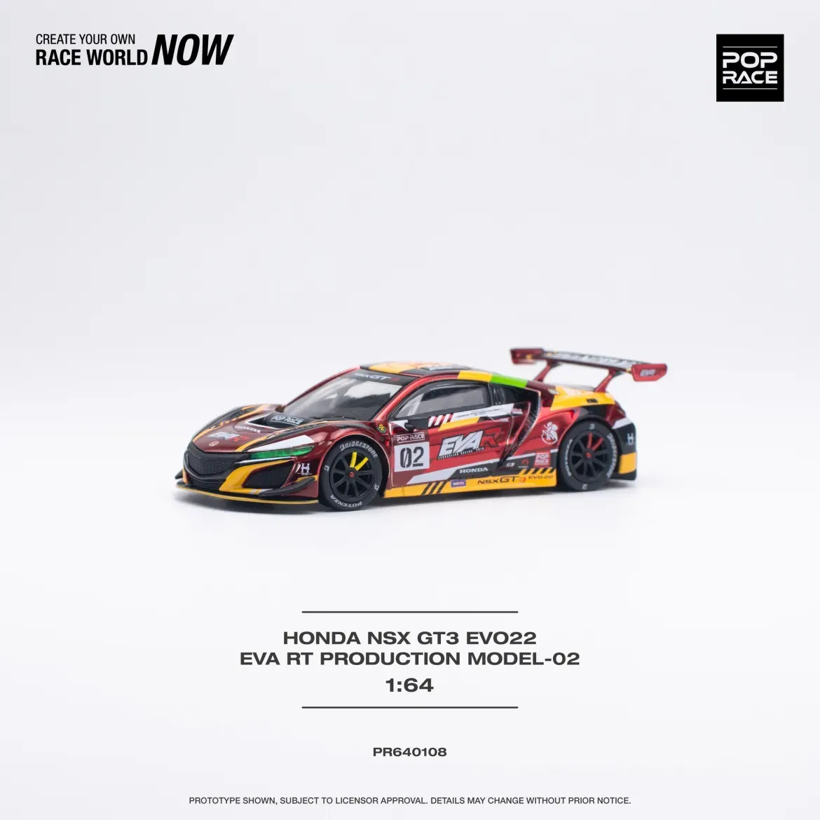 POP RACE 1/64 Honda NSX GT3 EVO22 EVA RT Production Model PR64108