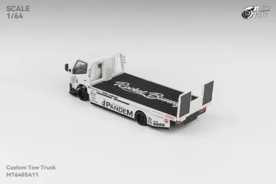 Micro Turbo Rocket Bunny Custom Flat Bed Tow Truck metallic White