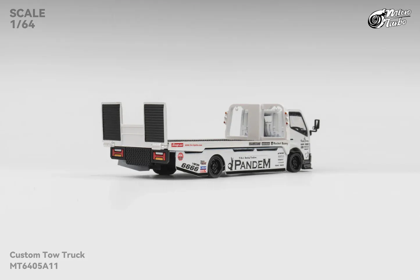 Micro Turbo Rocket Bunny Custom Flat Bed Tow Truck metallic White
