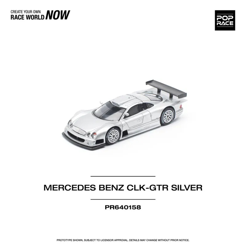 POP RACE 1/64 Mercedes-Benz CLK GTR Silver PR64158