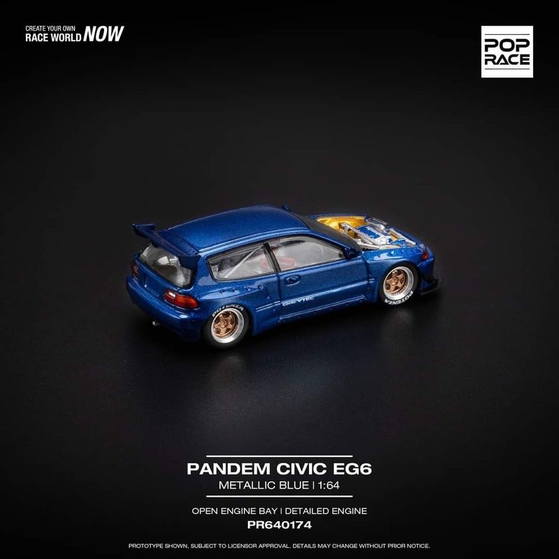 Pop Race 1/64 Pandem Honda Civic Widebody EG6 v1.5 BLUE PR64174