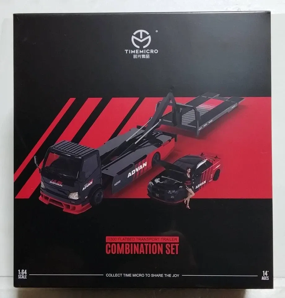 Time Micro 1/64 H300 Flatbed + R34 Z-Tune Set ADVAN Diecast