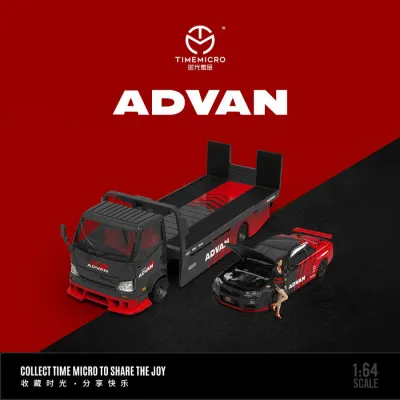 Time Micro 1/64 H300 Flatbed + R34 Z-Tune Set ADVAN Diecast