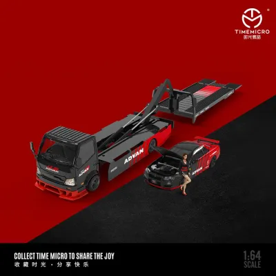 Time Micro 1/64 H300 Flatbed + R34 Z-Tune Set ADVAN Diecast