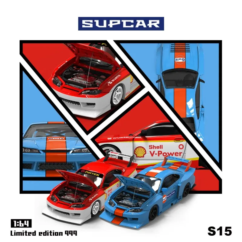Supcar 1/64 Nissan S15 SILVIA Gulf Livery  DIECAST SC64040