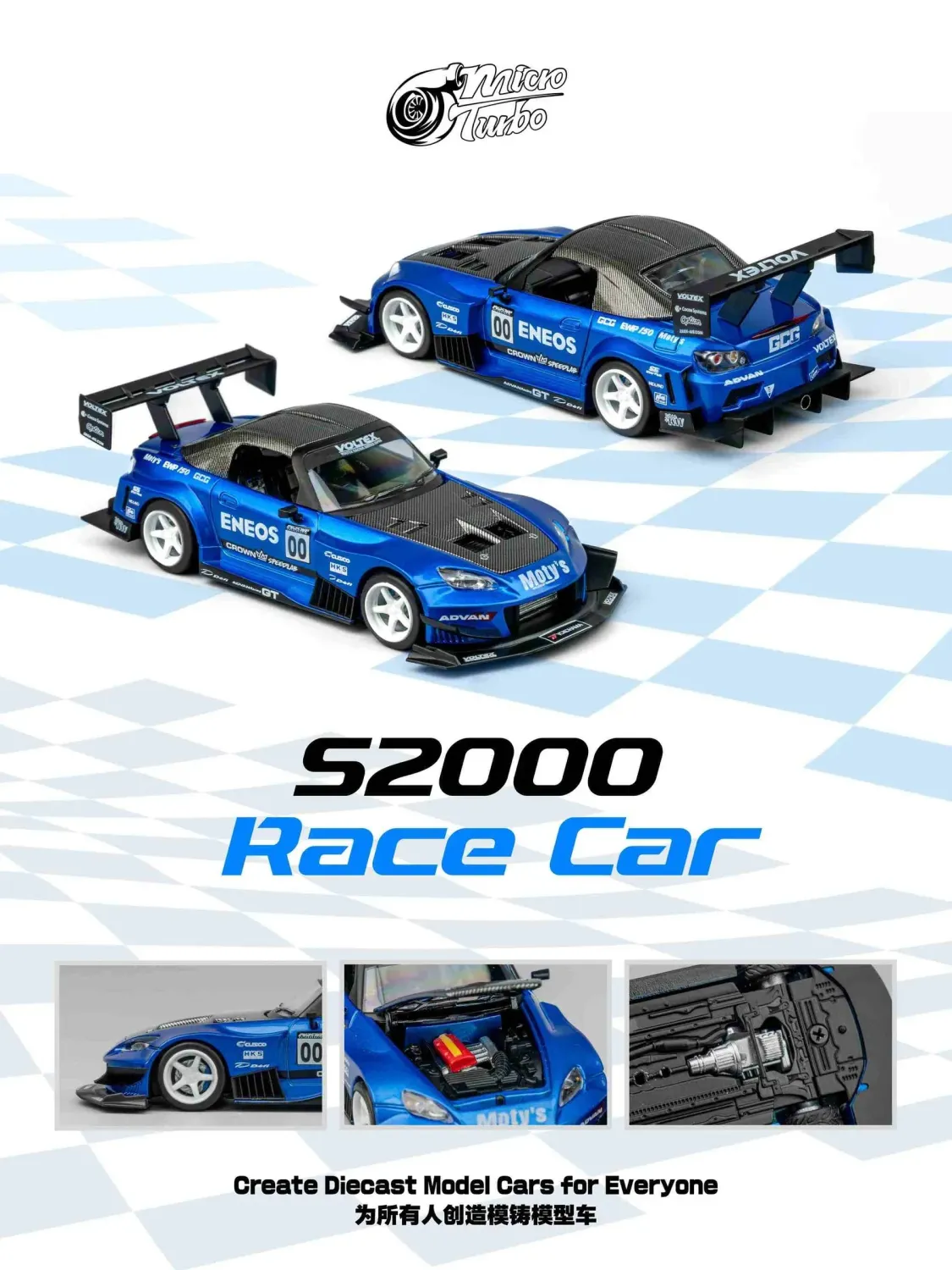Micro Turbo 1:64 Honda S2000 J'S Racing Candy Blue