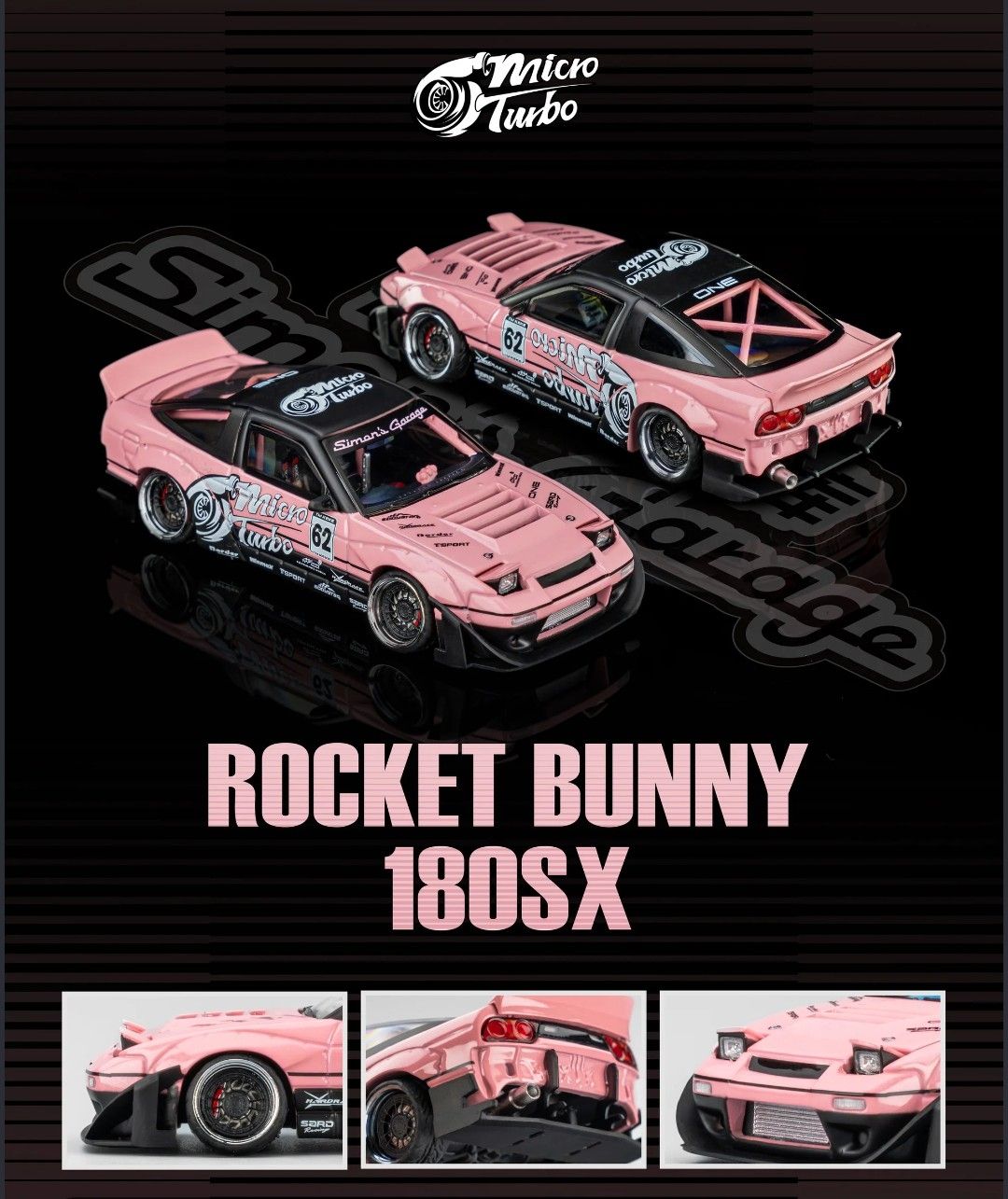 Micro Turbo 1:64 Nissan Silvia 180SX Rocket Bunny v2 Simon's Garage 