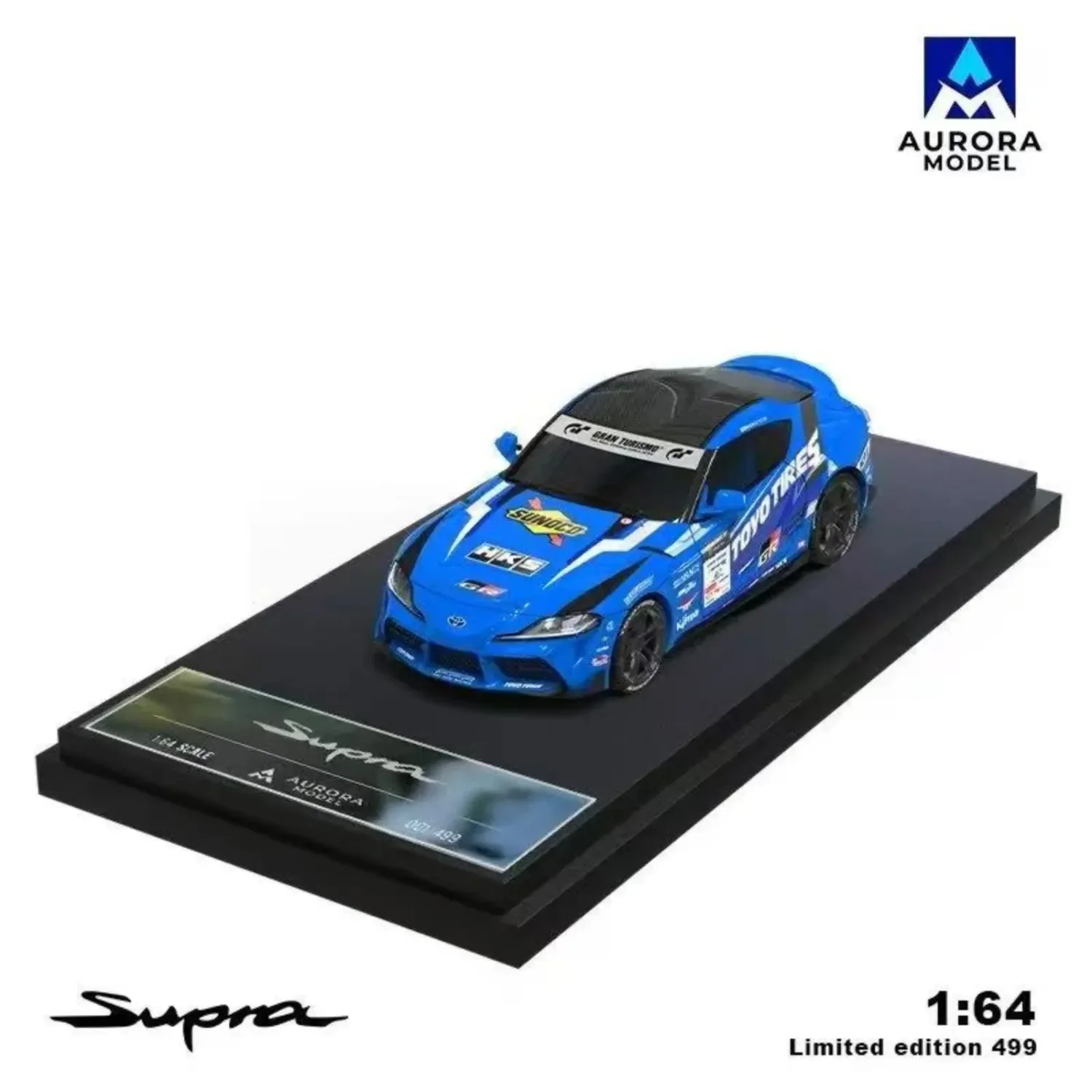 Aurora Model 1/64 Toyota Supra A90 Toyo Tires D1GP Drift Blue AM647410