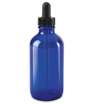 Cobalt Blue 4oz (118.3mL) Glass Bottles with Glass Eye Droppers