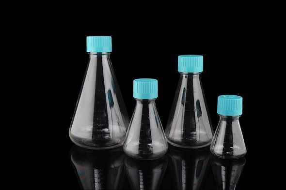 DBJ-SF500VP Polycarbonate (PC) Shaker Erlenmeyer Flask, Sterile, 500ml, Vented, Plain Bottom, 12/Case (783111)