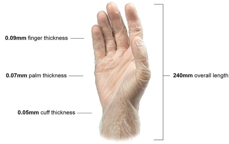 Medical Clear Vinyl Exam Gloves-Latex-Free & Powder-Free, Medium, 100/Box, 1000/Case