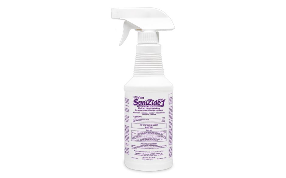 SaniZide Pro 1 32 oz. Surface Disinfectant Spray Bottle, One Step One Minute to Kill MRSA, VRE, Tuberculosis, Influenza, Poliovirus, Norovirus, Rhinovirus, COVID-19 & other microorganisms