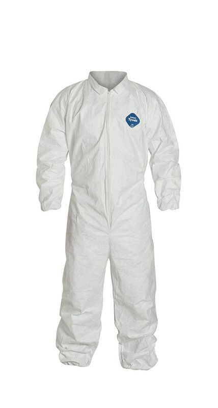 Tyvek Coveralls with Elastic Wrists and Ankles, Without Hood and Boots, M, 25/Case