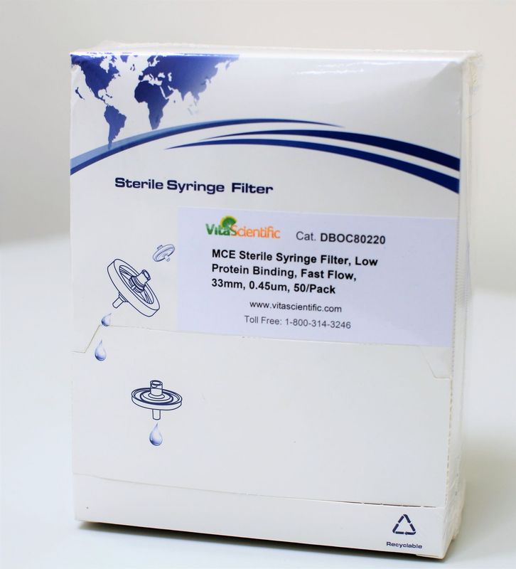 MCE sterile syringe filter, 33mm, 0.45um, 50pcs/pk