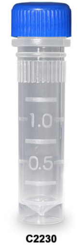 Screw-cap Microtubes, 2.0mL, self standing, sterile, w/ O-ring, w/ printed graduations, caps assembled, 50 per resealable bag, 1000/PK, MTCC2230 (C2230)