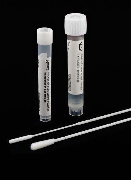 Disposable Sampler, 5ml external threaded vials pre-filled with 2ml ITM solution, packed with Individually wrapped Sterile Nasopharyngeal Swabs, 10/PK, 50/CS (202005)