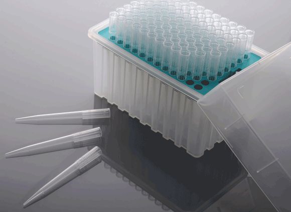 1250ul Filtered Pipette Tips, Clear, Racked, Sterile, 96/box, 960/pk