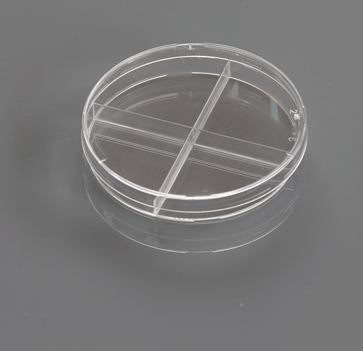 100 x 15 mm Petri Dish, X-Plate (4-section), stackable, sterile, 500/cs, (753031)