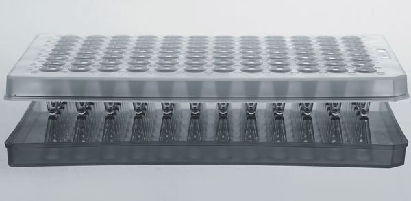 0.1ml 96 Well PCR Plate, Semi Skirt, Clear, A1 notch, 100/cs, (402401)