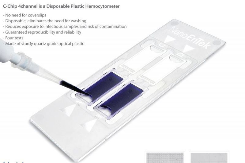 C-Chip 4-Channel Type Disposable Hemocytometer, 1000pcs/Box (4000 Tests)