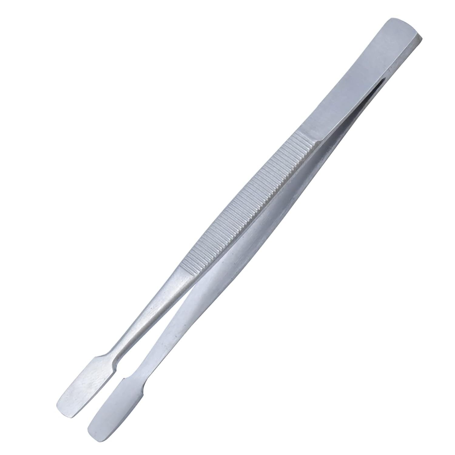 Stainless Steel Forceps with Flat Head, with Smooth Teeth, 4.5”L, Each, FLT0405M