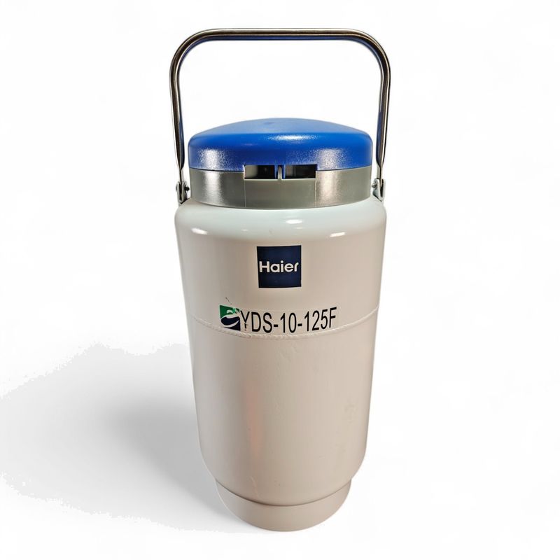 10L Liquid Nitrogen (N2) Dewar Container with Handle for easy pouring, including 1 square rack with 4 layers and 5*5 cryo box; lockable cap, YDS-10-125-F