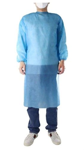 Isolation gown, blue, fluid resistant, PP+35g PE, one size fit all, 10/pk , INPE10016