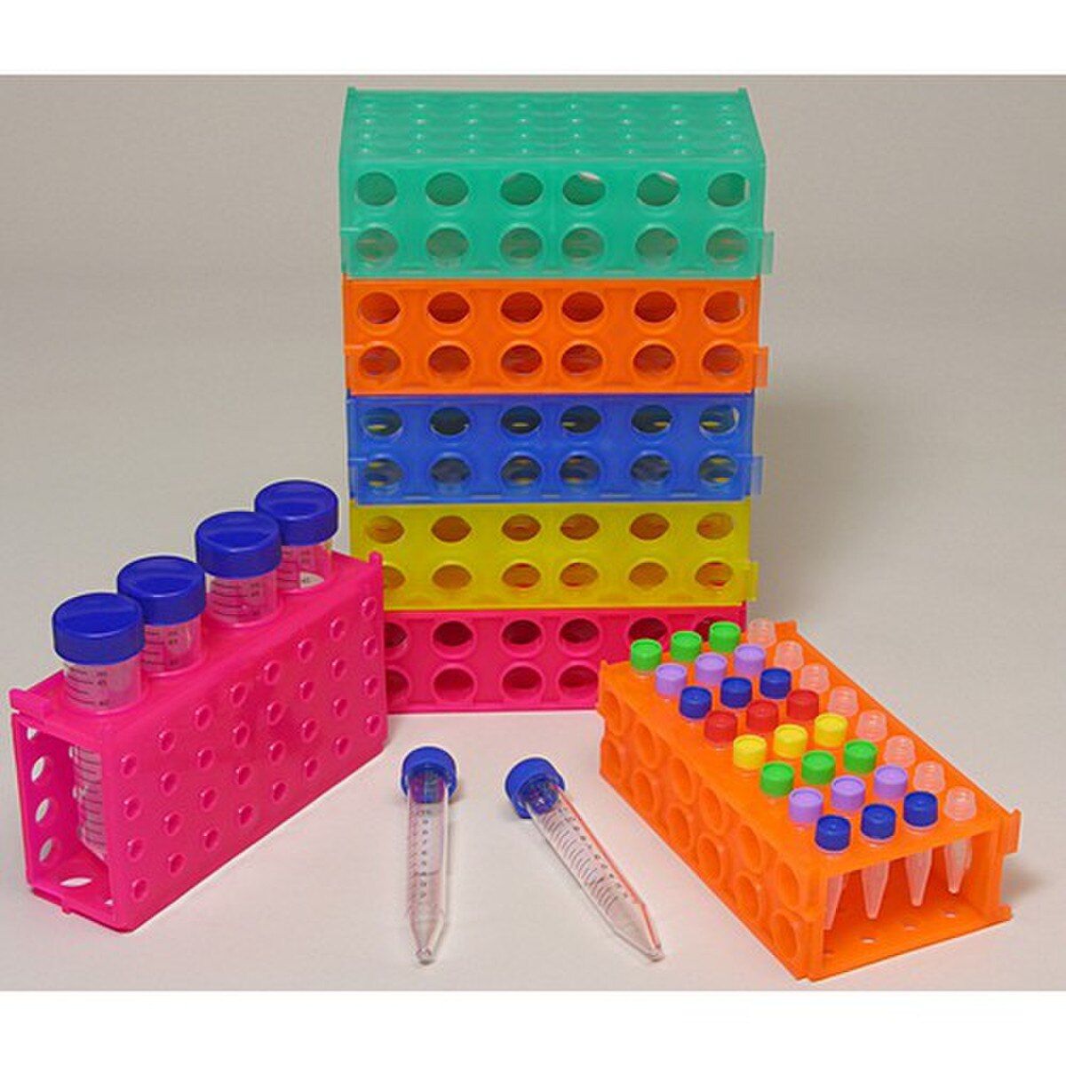 Interlocking Tube Racks, 4 way (4x50, 12x15, 32x1.5/0.5ml), Assorted Color Rainbow Pack, 5/PK (MTCR1030) (R1030), R1030PK Interlocking Tube Racks, 4 way (4x50, 12x15, 32x1.5/0.5ml), Assorted Color Rainbow Pack, 5/PK (MTCR1030) (R1030), R1030PK