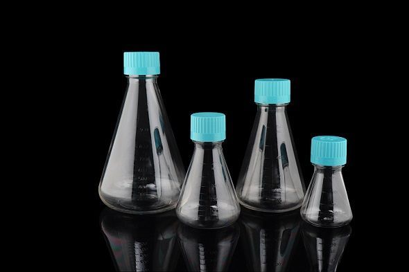 DBJ-SF500VP, Polycarbonate (PC) Shaker Erlenmeyer Flask, Sterile, 500ml, Vented, Plain Bottom, 12/Case (783111)