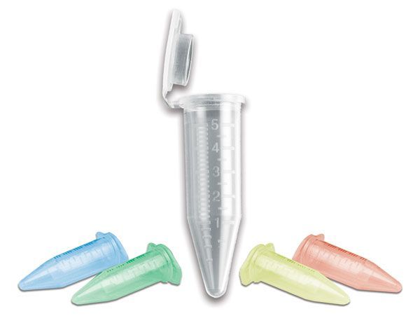 BMKE30323, 5 ml centrifuge tubes (16 x 56 mm) with cap, Assorted colors (blue, green, yellow, red), 50/bag, 4bags/pk, 200 tubes, Low binding, RNase/Dnase/pyrogen Free (C2500-AST)