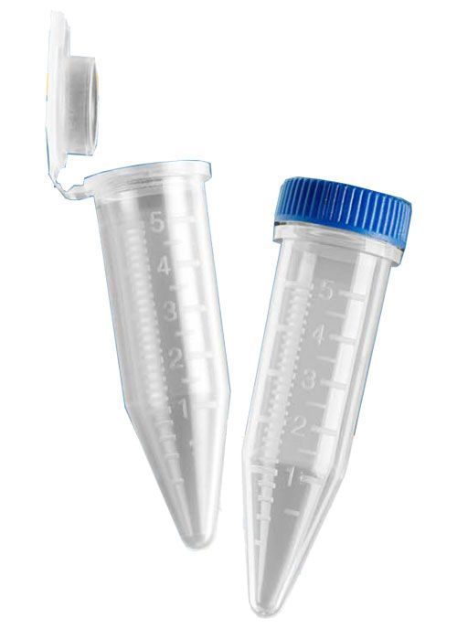 Five-O Screw Cap 5 ml centrifuge tube, Non-sterile, bulk, 100 tube/bag, 500 tubes total, caps separate, 16 x 64 mm (C2530) (BMKE30324)