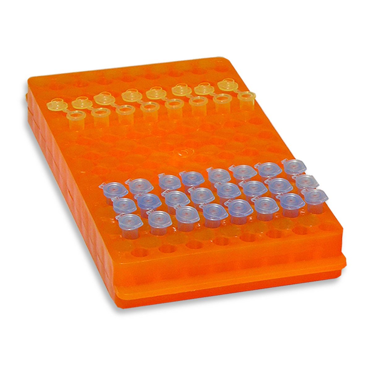 Rack, reversible, 96x1.5/0.5ml, (112x250mm), Orange, 5/pk (MTCR1050) (R1050) Rack, reversible, 96x1.5/0.5ml, (112x250mm), Orange, 5/pk (MTCR1050) (R1050)