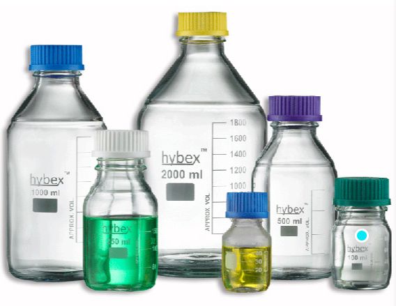 B3000-250-B*, Hybex™ Media storage Bottle, 250ml with Colored Cap, 10/pk, BMKF10264