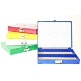 100-Place Slide Storage Boxes, Hinged Closure, Blue, Each, DBJ-970126BEA 100-Place Slide Storage Boxes, Hinged Closure, Blue, Each, DBJ-970126BEA