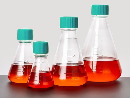 125ml Erlenmeyer Flasks, PC, Baffled,Non-treated, Vent Cap, DNase/RNase free, no pyrogen, sterilization,1/bag,24/box, TAB012125