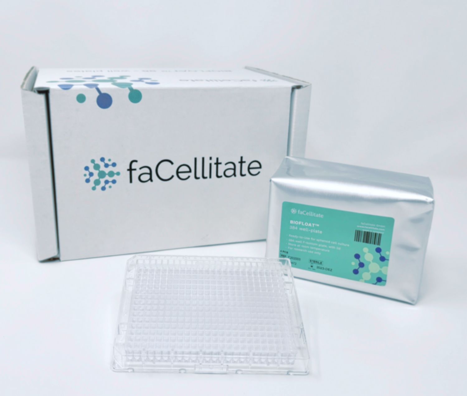 faCellitate BIOFLOAT™ 384-well plates (4 Plates per pack), Ready-to-use for spheroid cell culture, F224384